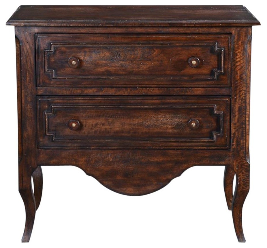 Petite Chest of Drawers Vienna Dark Rustic Pecan Solid Wood  2 Drawer   Traditional   Accent Chests And Cabinets   by EuroLuxHome  Houzz