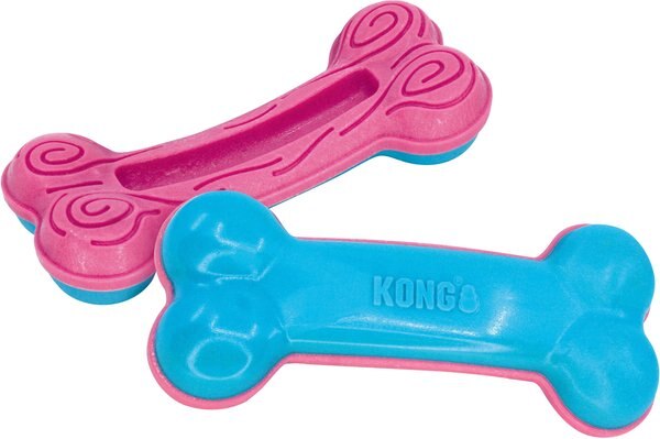 KONG ChewStix Puppy Curve Bone， Pink/Blue