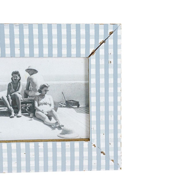 4x6 Inch Blue Plaid Picture Frame Wood Mdf amp Glass By Foreside Home amp Garden