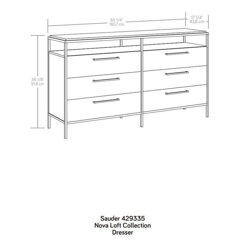 Sauder Nova Loft Engineered Wood Bedroom Dresser in Grand Walnut