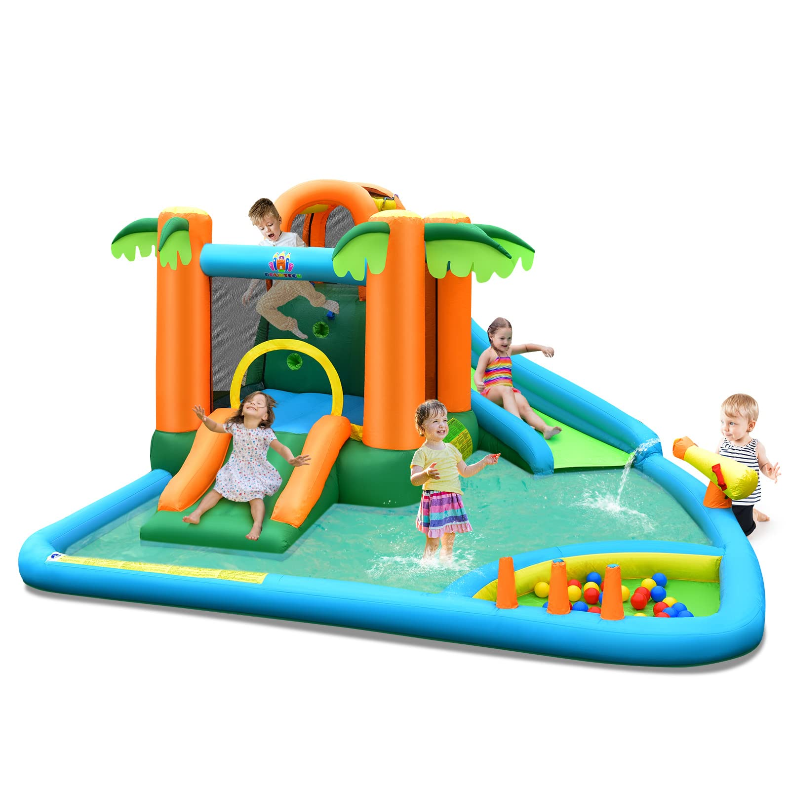 Inflatable Water Slide for Kids, 7 in 1 Kids Jumping Castle Bounce House w/Blower, Splash Pool