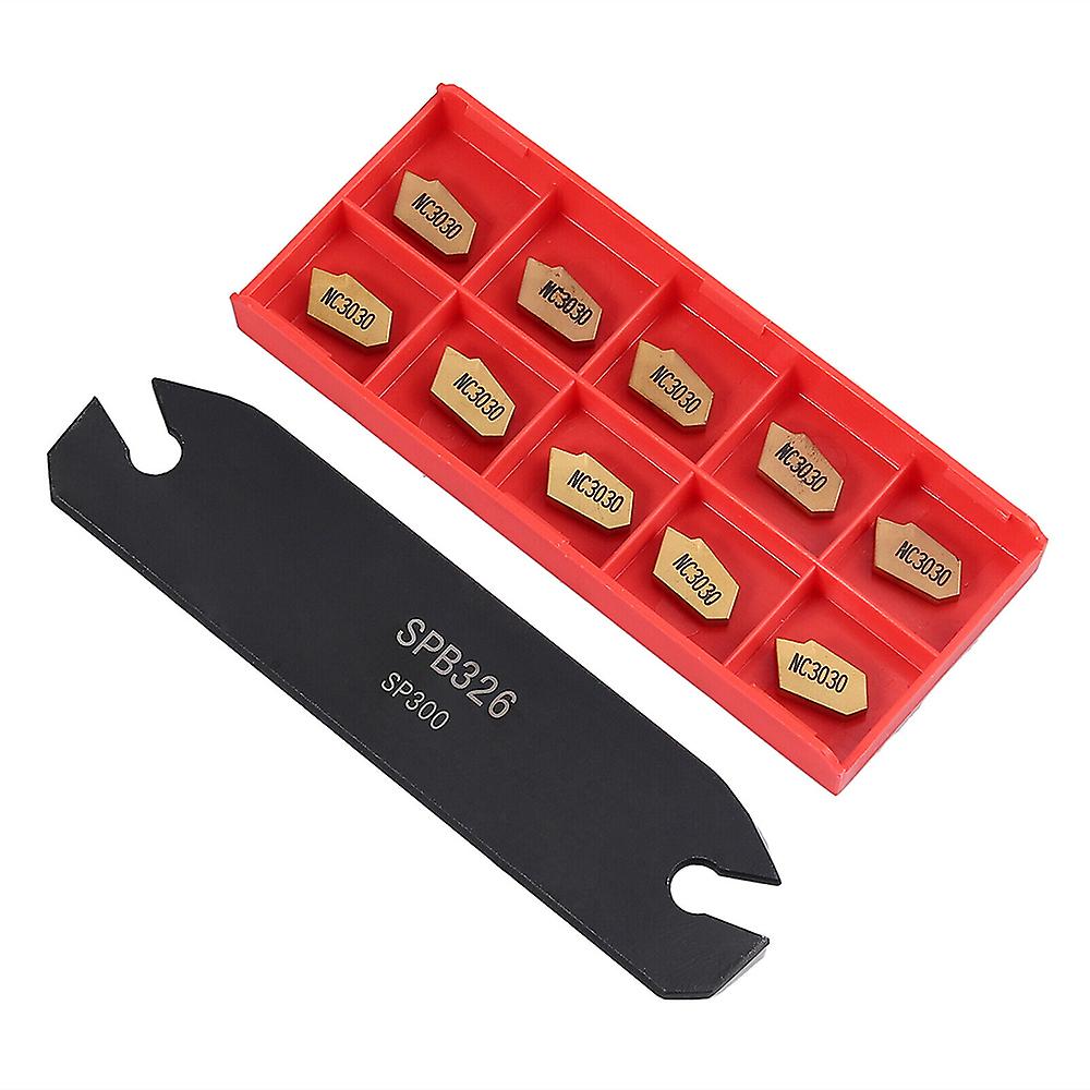 Lathe Turning Tools Spb326 26mm Parting Grooving Cut-off Tool With 10pcs Gtn-3 Sp300 Cut-off Carbide Inserts