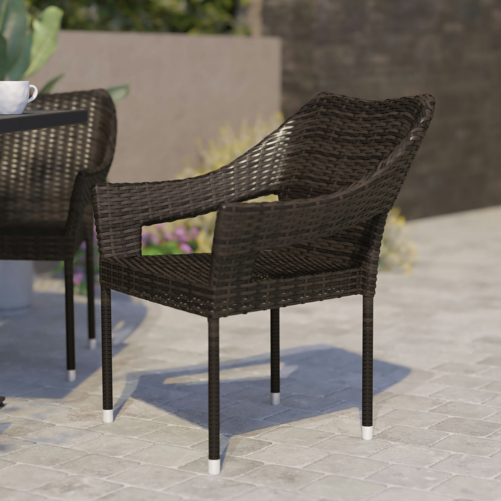 Espresso Patio Stack Chair   Transitional   Outdoor Lounge Chairs   by PARMA HOME  Houzz