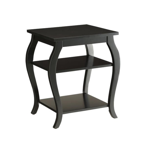 Wooden End Table， Side Table With Two Storage Shelves