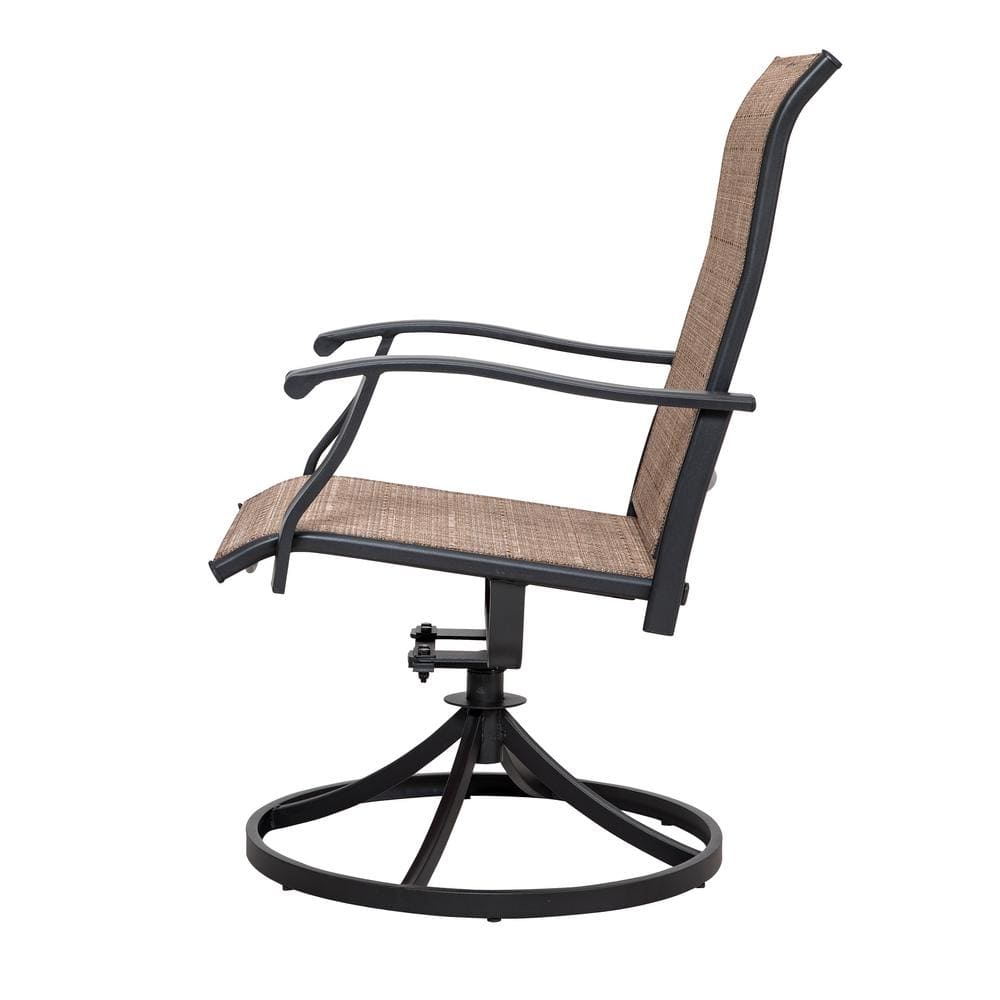 Nuu Garden 2Piece Swivel Steel Sling Outdoor Patio Dining Chairs Brown