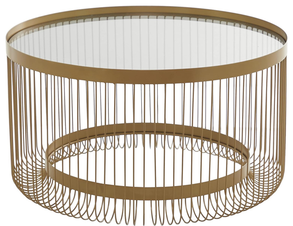 Contemporary Coffee Table  Minimalistic Wire Like Golden Body  ampClear Glass Top   Contemporary   Coffee Tables   by Decor Love  Houzz