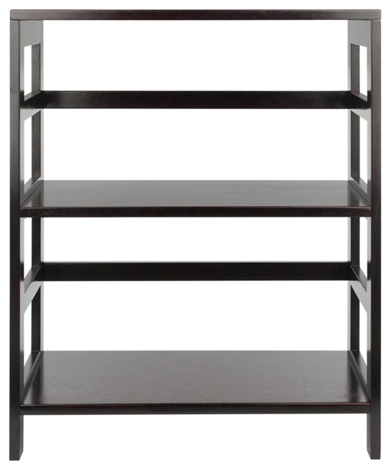 Winsome Torino 2 Shelf Solid Wood Basket Bookcase in Espresso and Chocolate   Transitional   Bookcases   by Homesquare  Houzz