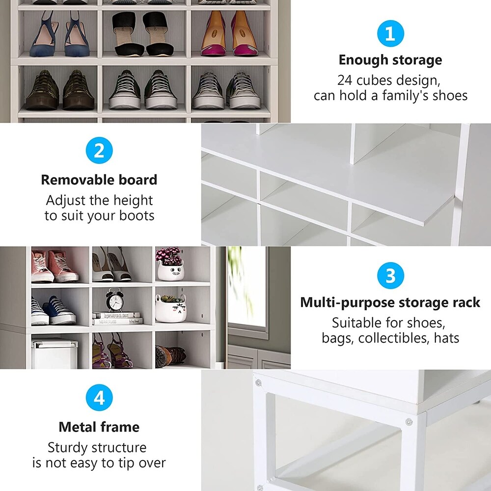 Shoe Storage Rack  24 Pair Shoe Storage Cabinet for Entryway   N/A