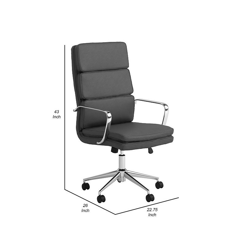 Padded Panel Back Office Chair with Horizontal Stitching， Gray