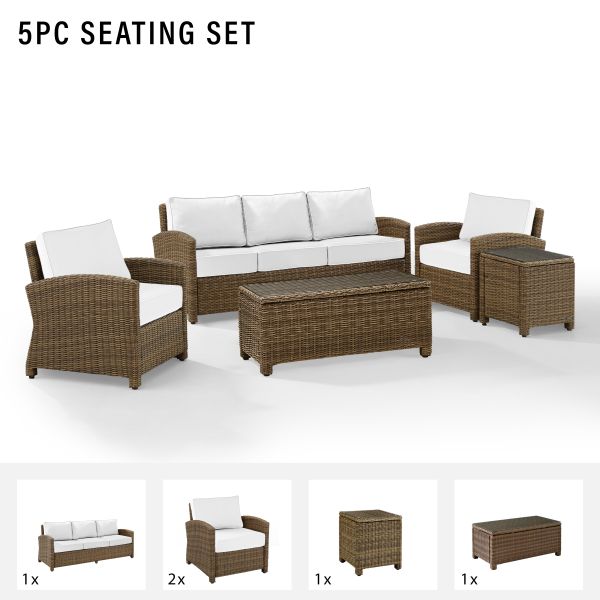 Bradenton 5Pc Outdoor Wicker Sofa Set - Sunbrella