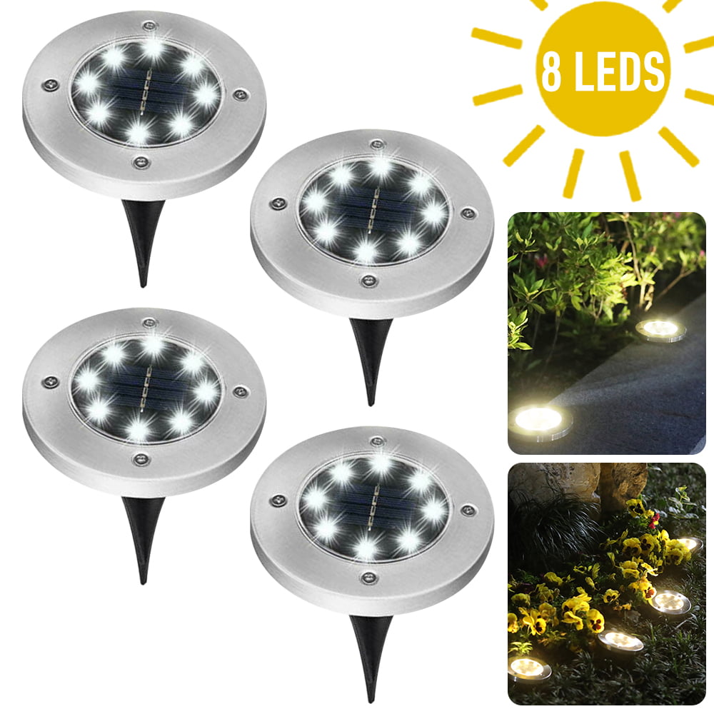 Solar Ground Lights， 4Pack Bright Solar Power Buried Light With 8LED Under Ground Lamp Outdoor PathWay Garden Holiday Decoration Christmas Lights， Warm White