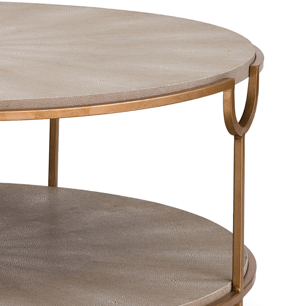 Vogue Shagreen Cocktail Table  Ivory Gray and Brass   Transitional   Coffee Tables   by Regina Andrew  Houzz