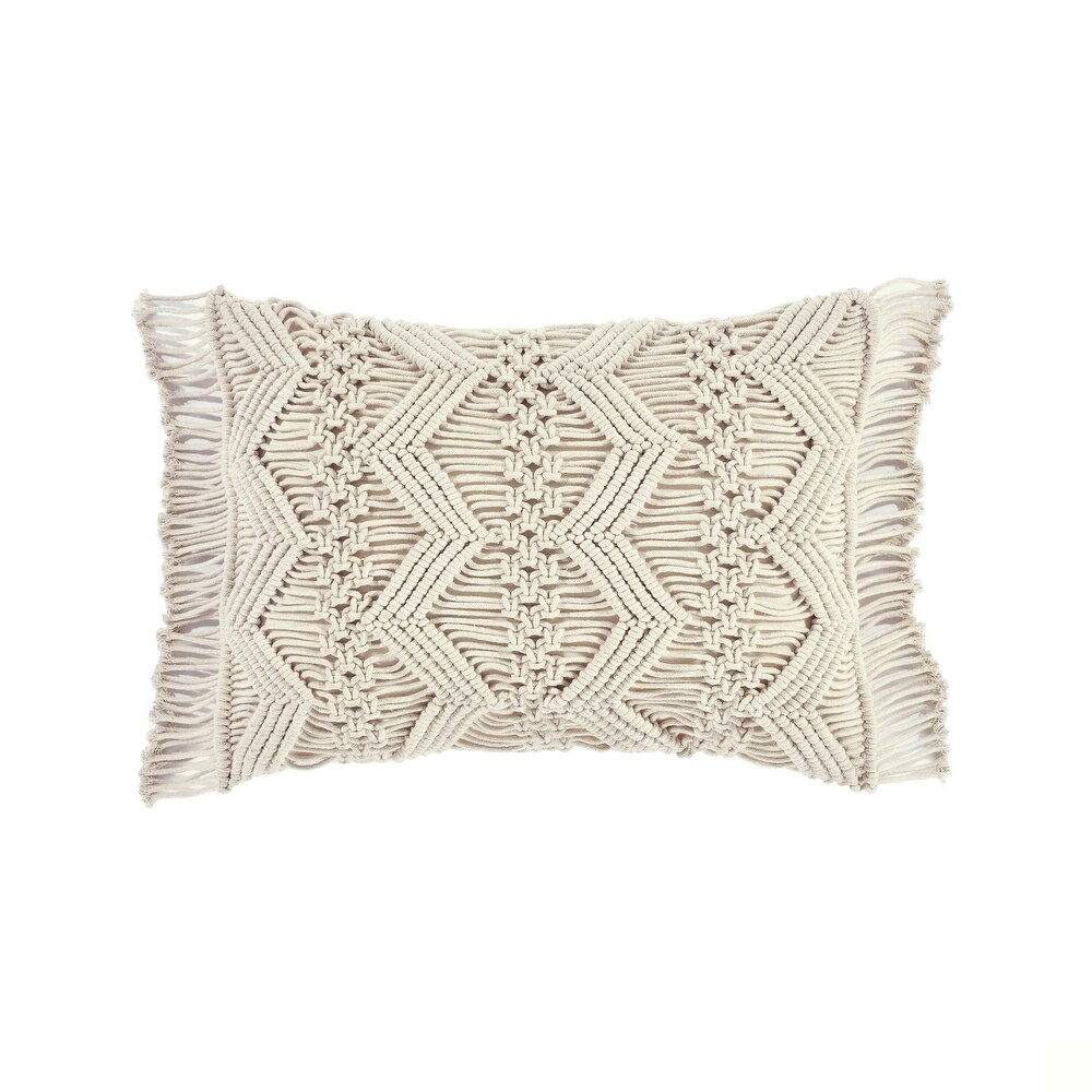 Lush Decor Studio Chevron Macrame Decorative Pillow Single