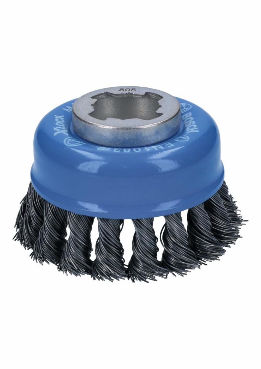 3 In. Wheel Dia. X-LOCK Arbor Carbon Steel Knotted Wire Single Row Cup Brush ;