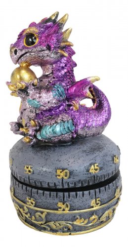 1 Purple Baby Wyrmling Dragon Holding Egg Decorative Kitchen Timer Figurine 60 Min EBR02