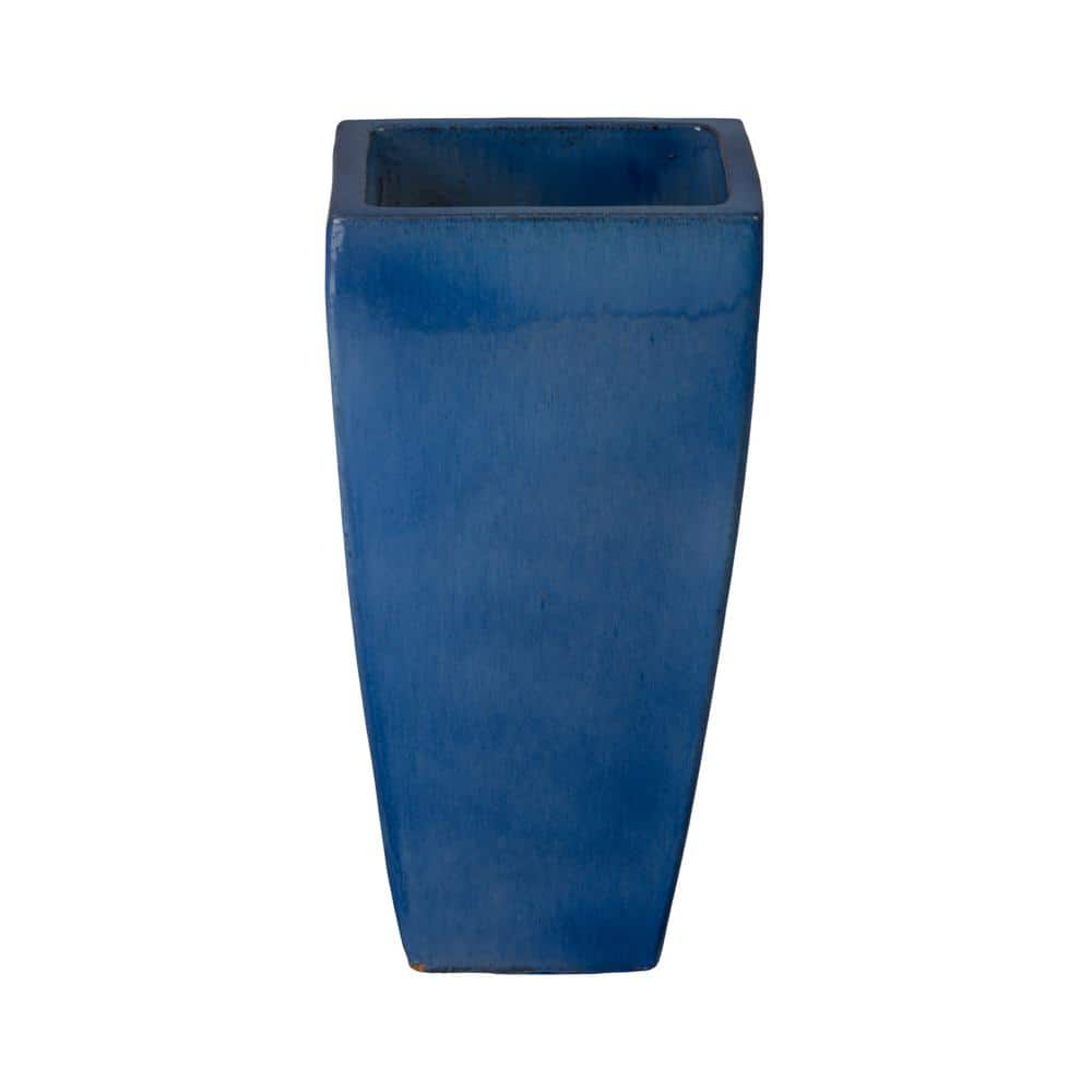 Emissary 13 in. L x 25 in. H Blue Snow Ceramic Square Planter with High-fire Treatment 05343BS-2