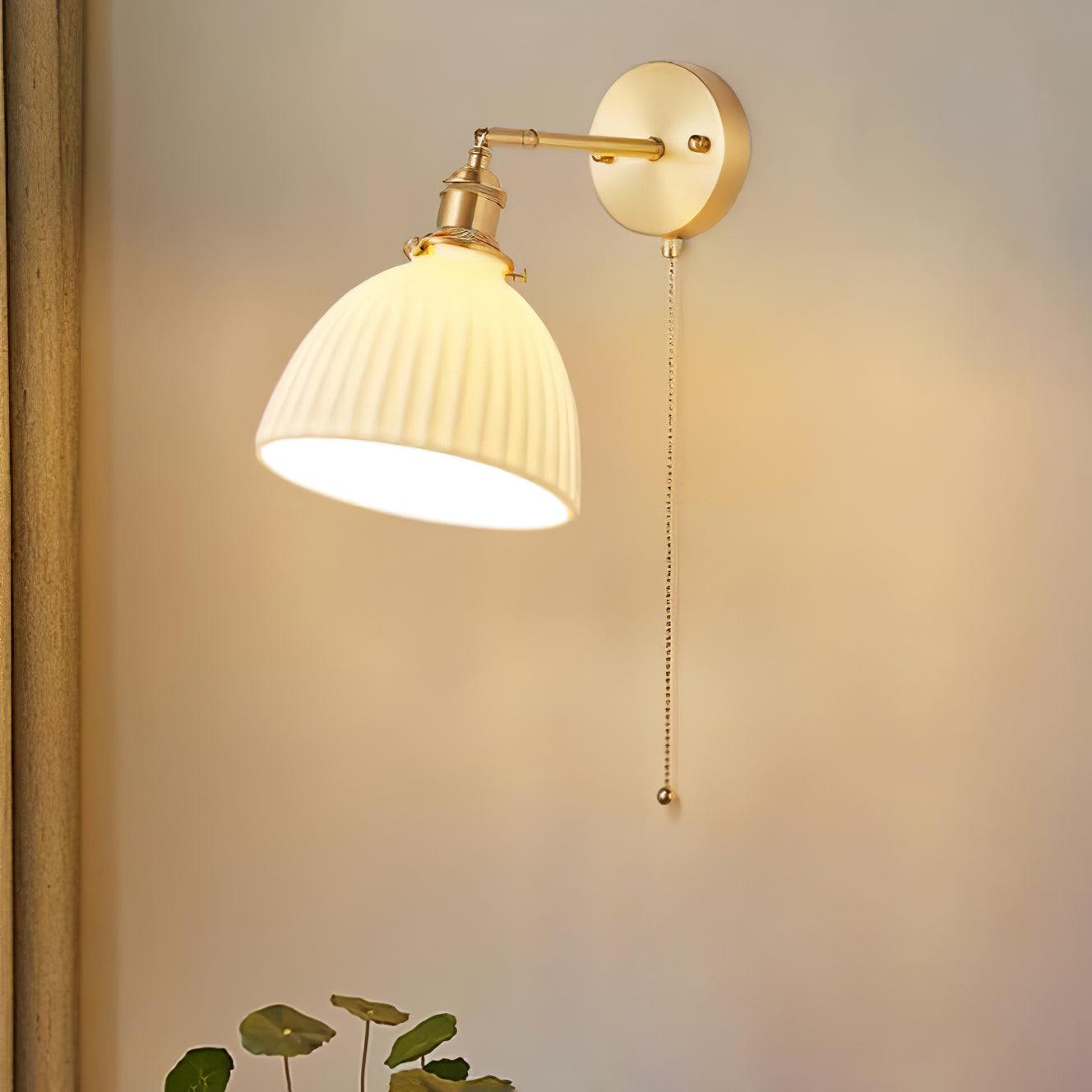 Brass Pleated Ceramic Wall Lamp