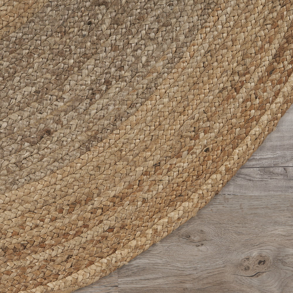 Woven Paths Two Toned Natural Jute Area Rug, 4' Round, Natural