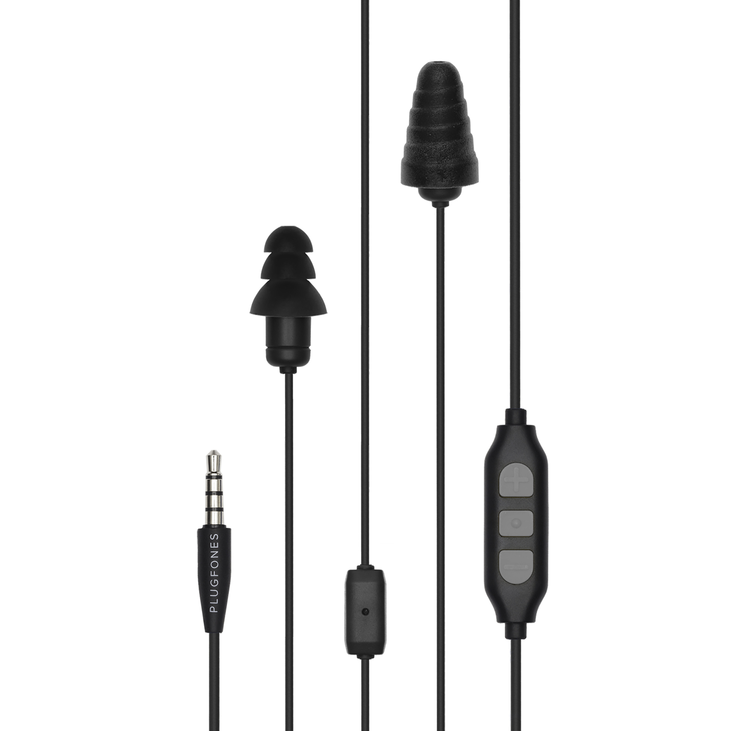 Plugfones Guardian Plus 29 dB Nylon/Silicone/Soft Foam 3.5 MM Jack Earplugs/Earphones w/Mic Black 1