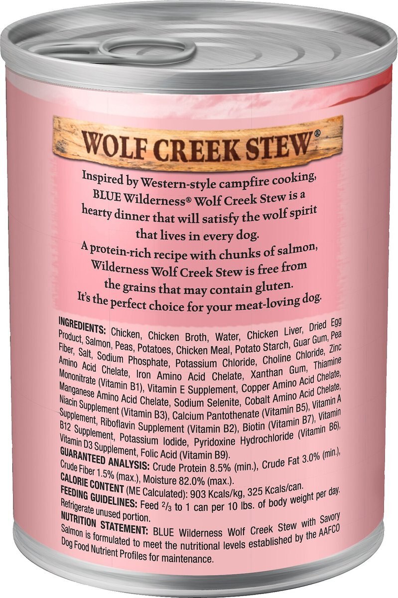 Blue Buffalo Wilderness Wolf Creek Stew Savory Salmon Stew Grain-Free Adult Canned Dog Food