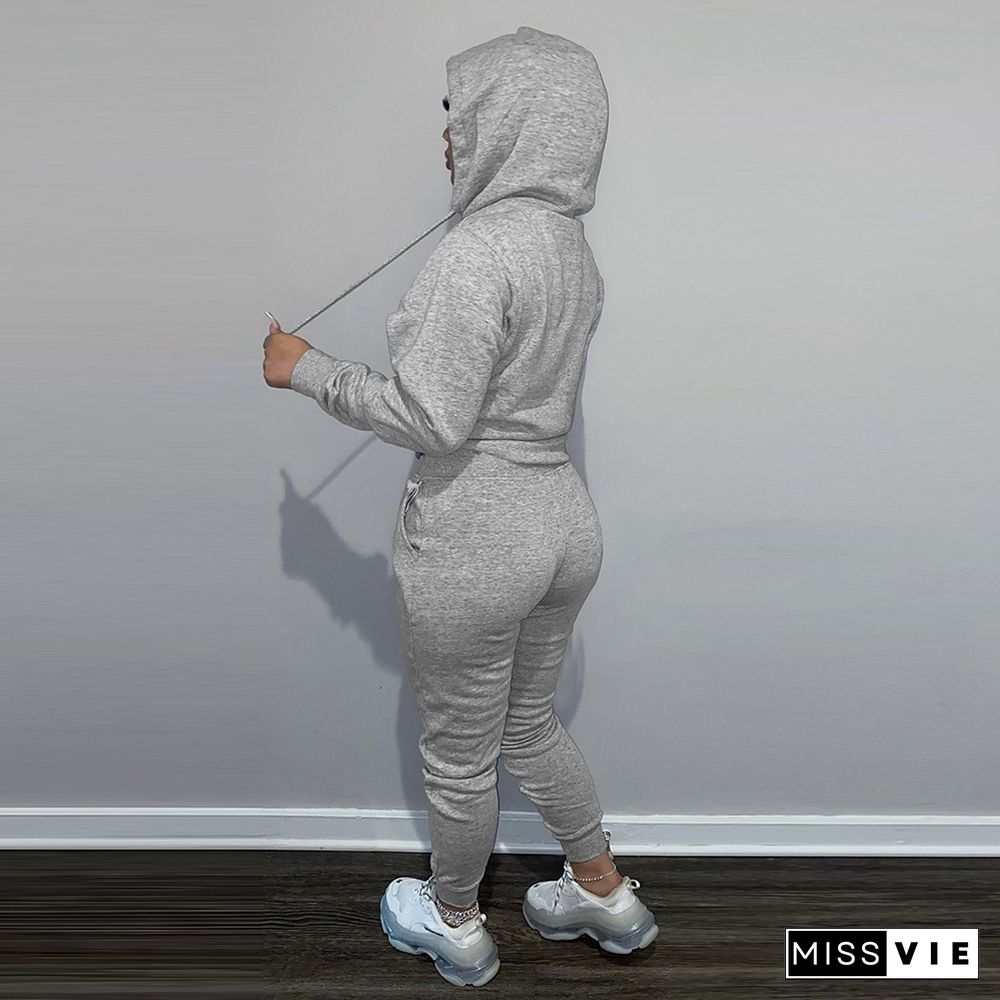 Fleece Hoodies Sweatshirt and Pants Tracksuit