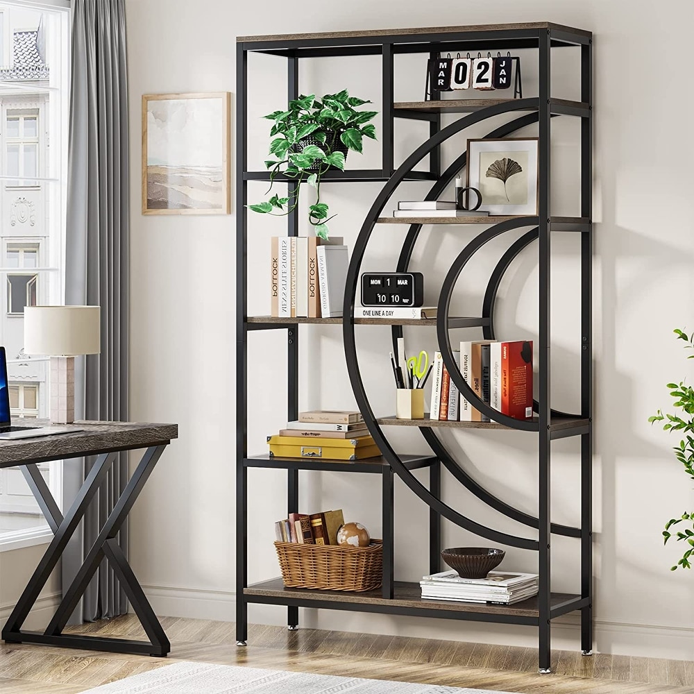 71 inches Geometric Bookcase  8 Tiers Bookshelves for Home Office