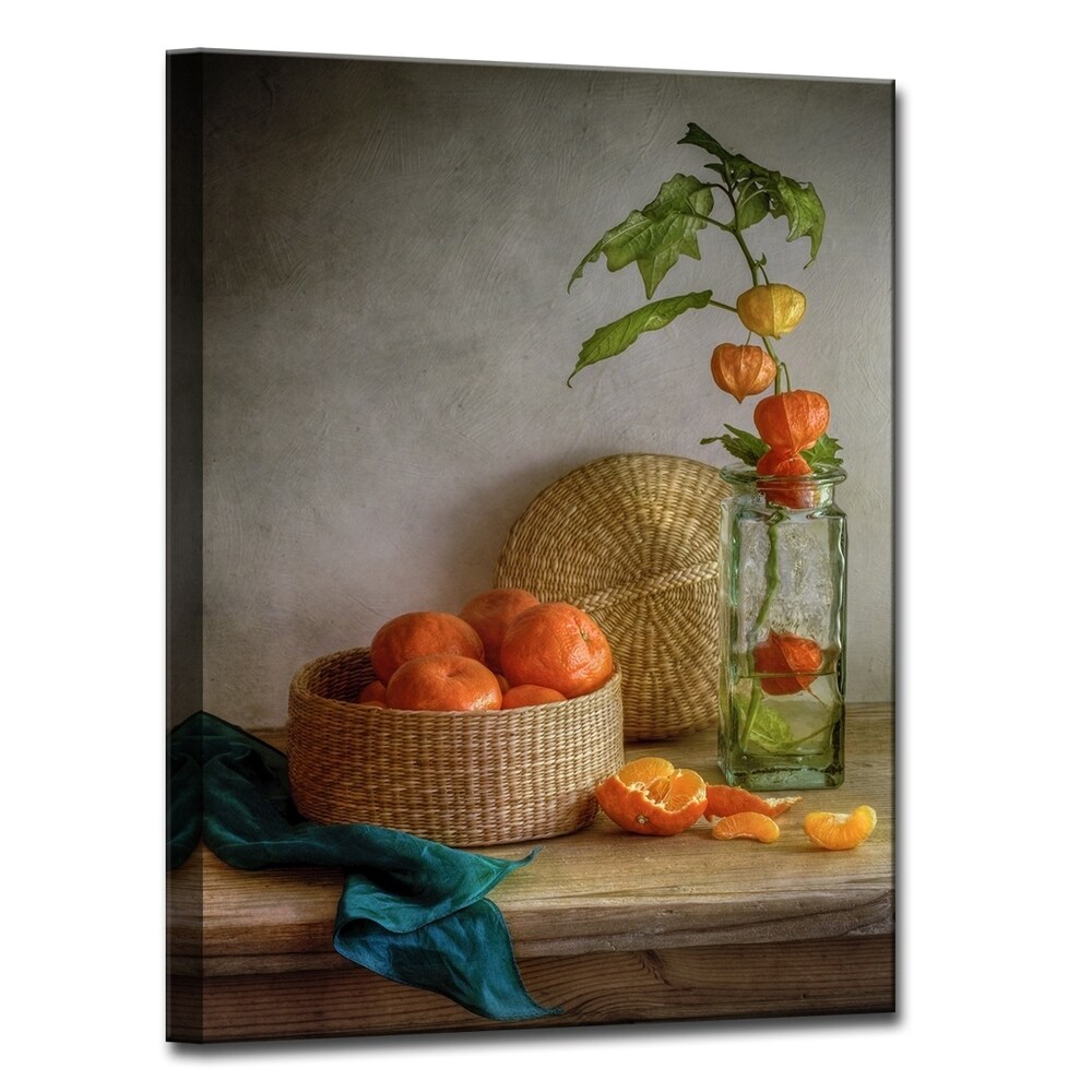 Still Life with Clementines' Kitchen Wrapped Canvas Wall Art