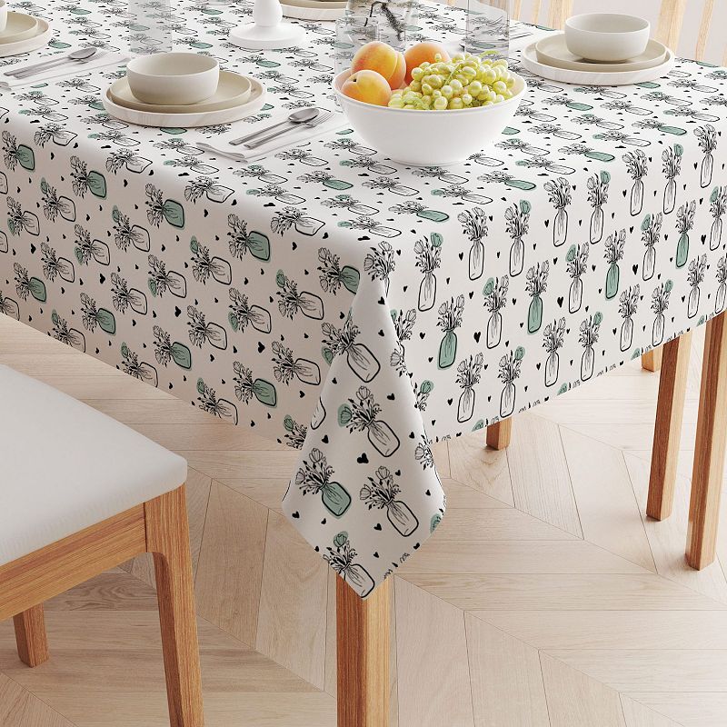 Square Tablecloth， 100% Polyester， 70x70， Bouquets in Jars