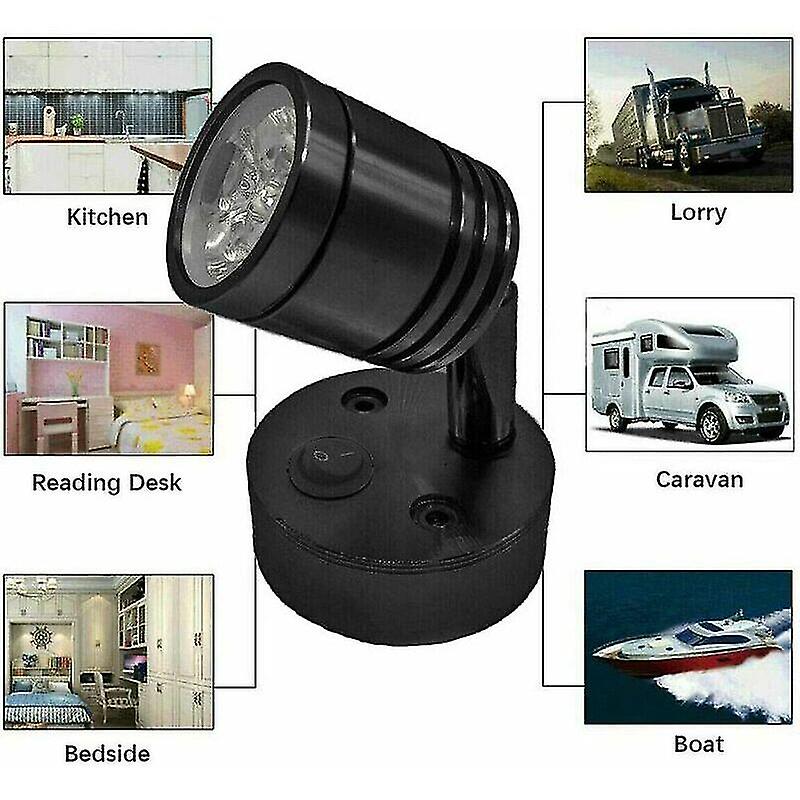 2 Pieces 12v Led Spot Reading Light Wall Bedside Lamp Dimmable Switch Motorhome Caravan Cylinder Flexible Interior Lighting For Boat Motorhome (