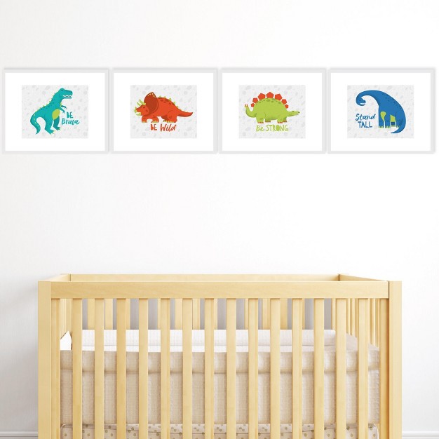 Big Dot Of Happiness Roar Dinosaur Unframed Dino Trex Nursery And Kids Room Linen Paper Wall Art Set Of 4 Artisms 8 X 10 Inches