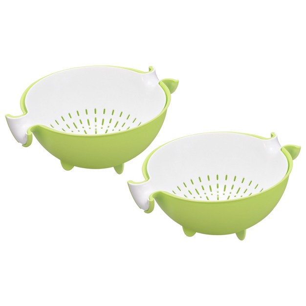 Unique Bargains Kitchen Strainer Colander Sets Plastic Food Strainer With Dual Handles Washing Basket Drain Basket