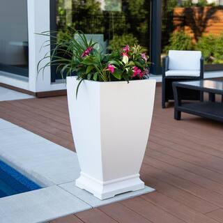 Mayne Acadia 28 in. Tall Self-Watering White Polyethylene Planter 5916-W