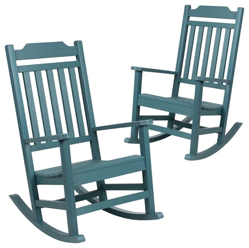 Flash Furniture Winston  Weather Patio Rocking Chair in Black (Set of 2)   Contemporary   Outdoor Rocking Chairs   by Homesquare  Houzz