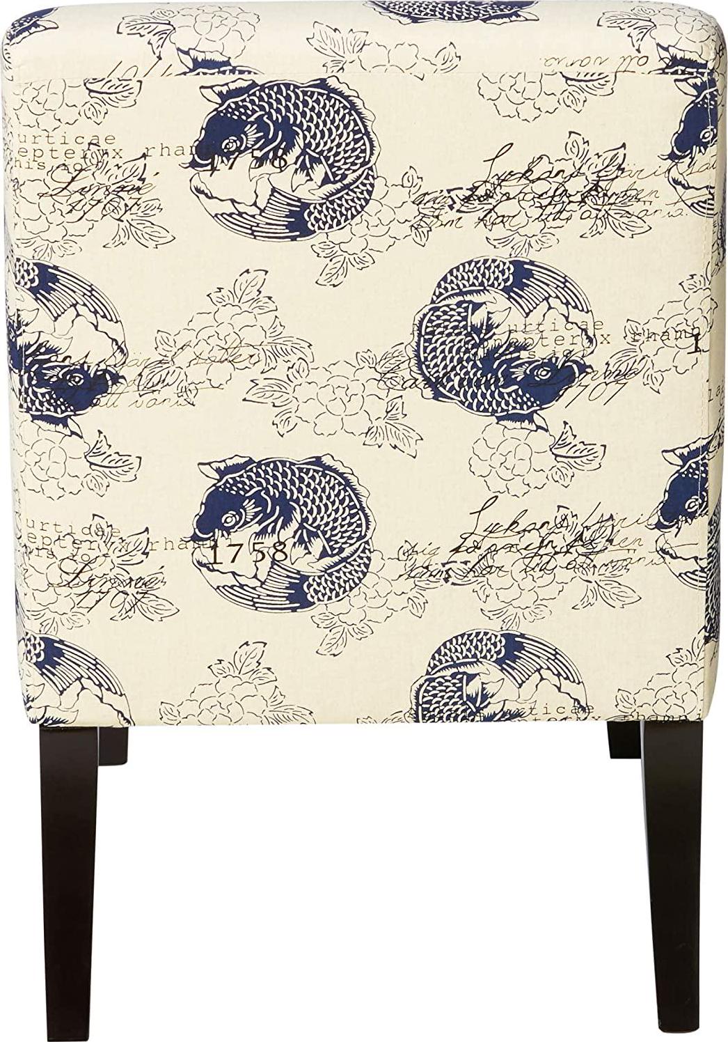 Acme Furniture Ollano Accent Chair  Fish Pattern  Dark Blue