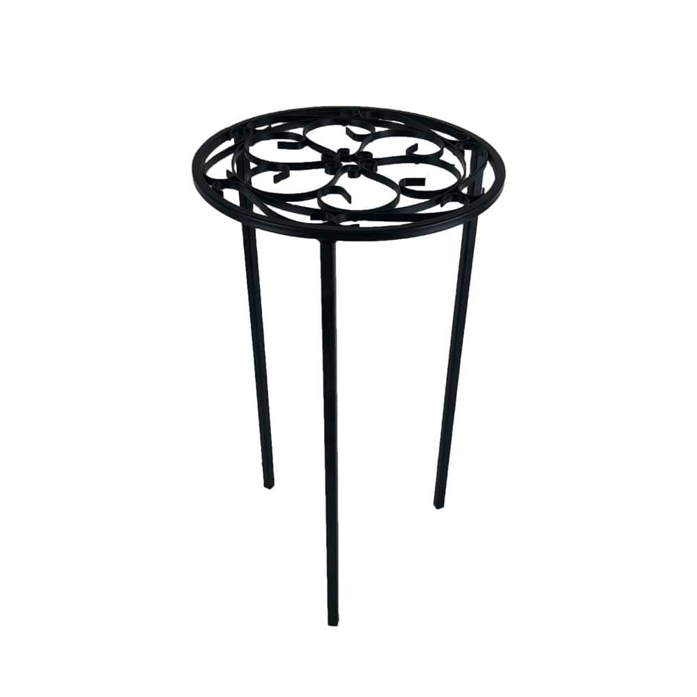 Vigoro 12 in. x 21 in. Black Metal Indoor Round Plant Stand 51160