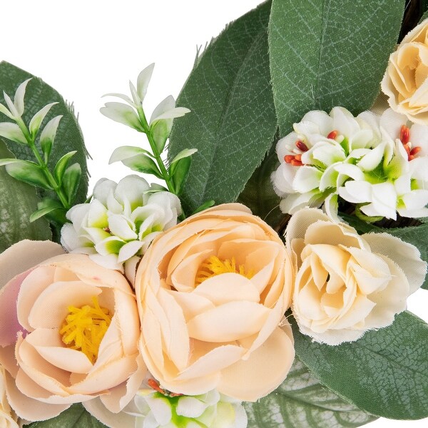 14 Mini Peach Rose Half Floral Spring Wreath