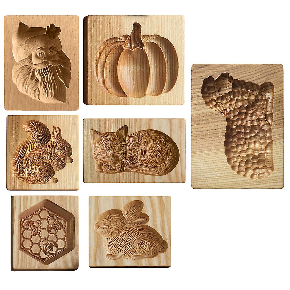 3D Cutter Embossing Mold Christmas Animal Pumpkin Cutter Baking Mold Funny Wooden Molds for Kitchen DIY