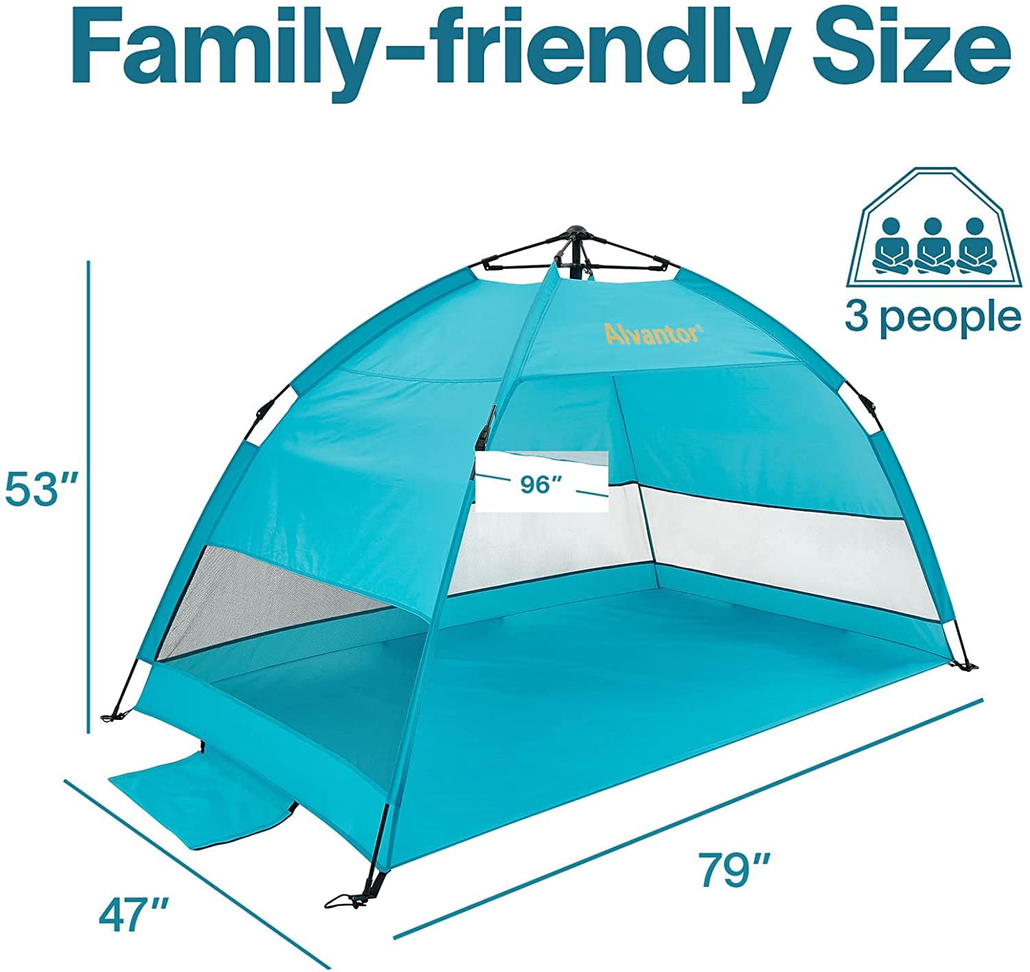 Beach Umbrella Tent Automatic Pop Up Sun Shelter UPF 50+ Cabana Camping Hiking Canopy by Alvantor