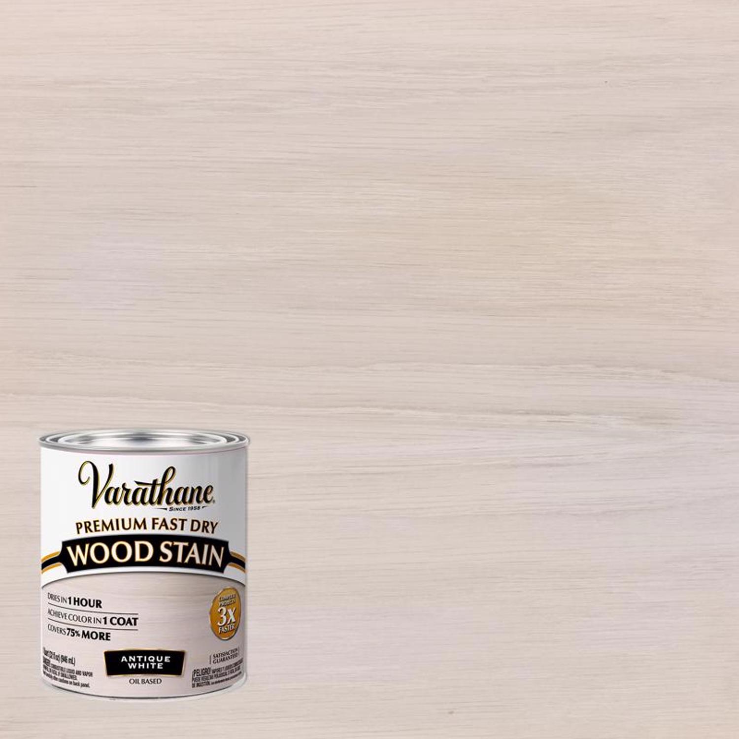 Varathane Fast Dry Wood Stain Semi-Transparent Antique White Oil-Based Urethane Modified Alkyd Wood