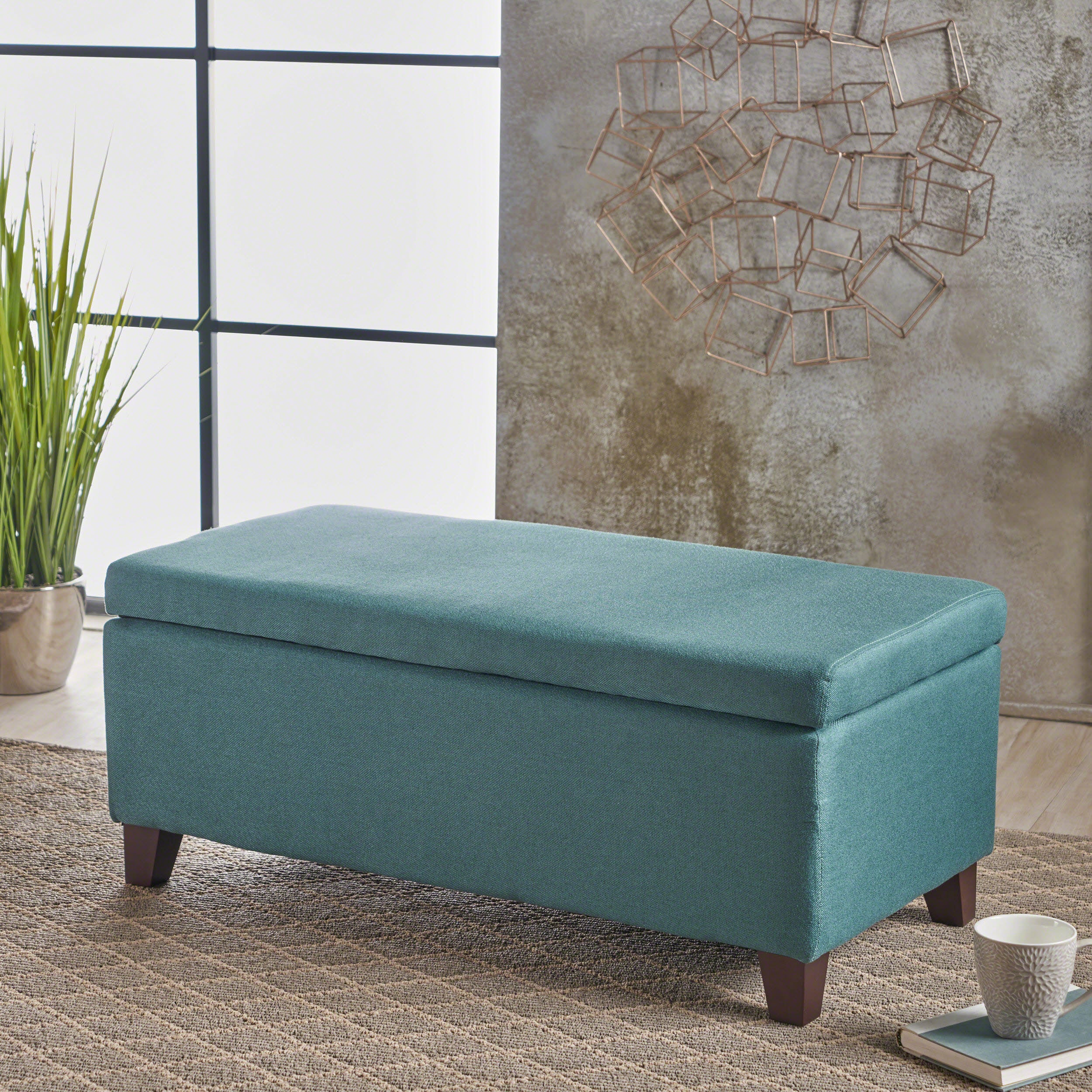 Brianna Rectangle Fabric Storage Ottoman Bench