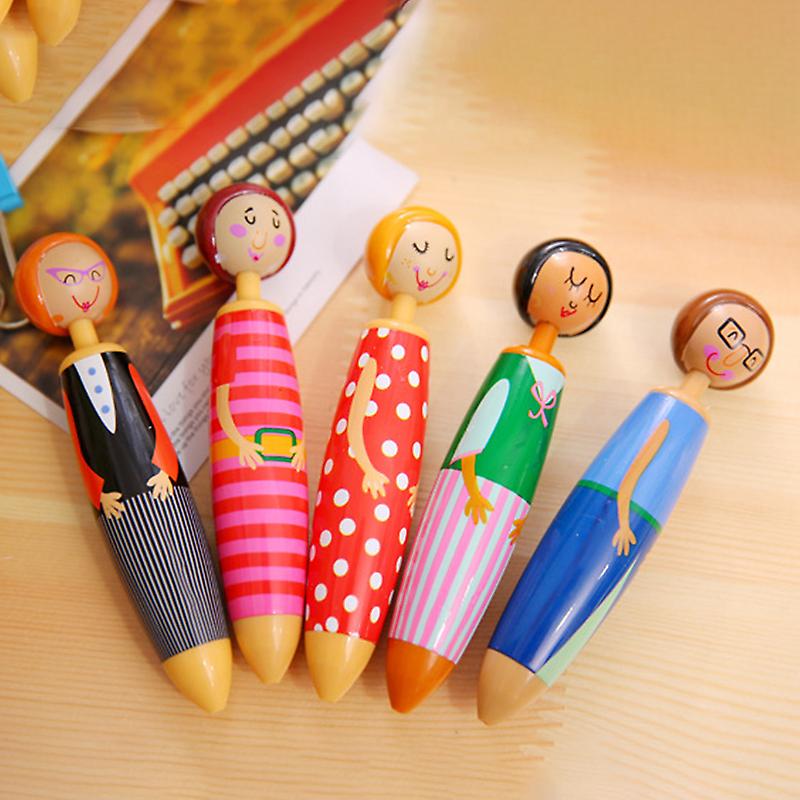 Creative Ballpoint Pen Retractable Press Pen Cartoon Figure Stationery School Supplies For Office(random Color)