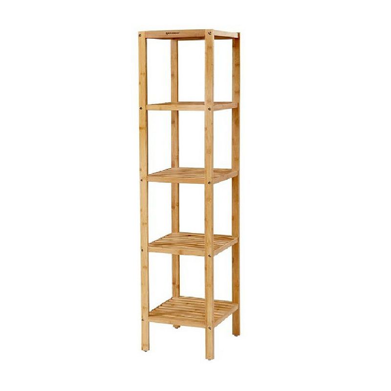 5-Tier Wicker Bathroom Shelf， Standing Kitchen Rack， for Narrow Spaces， Living Room