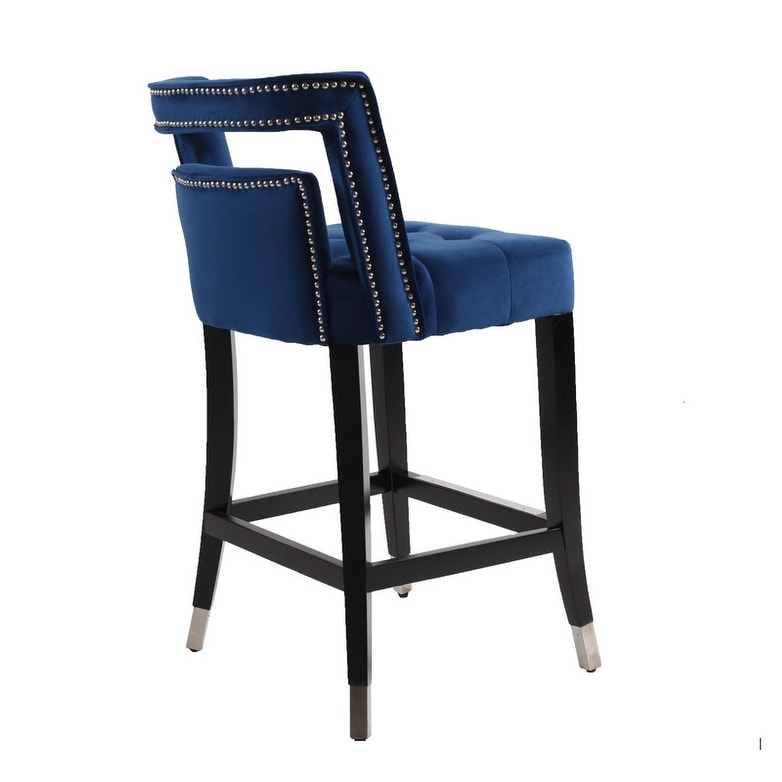 Suede Velvet Barstool with nailheads and backrest Set of 2