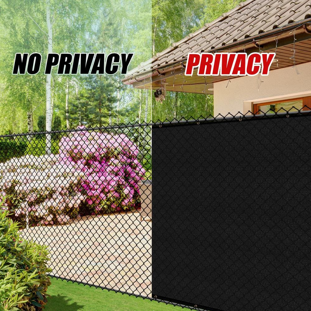 COLOURTREE 3 ft. x 8 ft. Black Privacy Fence Screen HDPE Mesh Screen with Reinforced Grommets for Garden Fence (Custom Size) 3x8fs-2