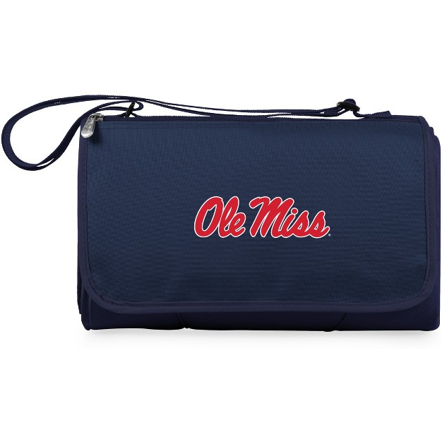 Ncaa Ole Miss Rebels Blanket Tote Outdoor Picnic Blanket Navy Blue