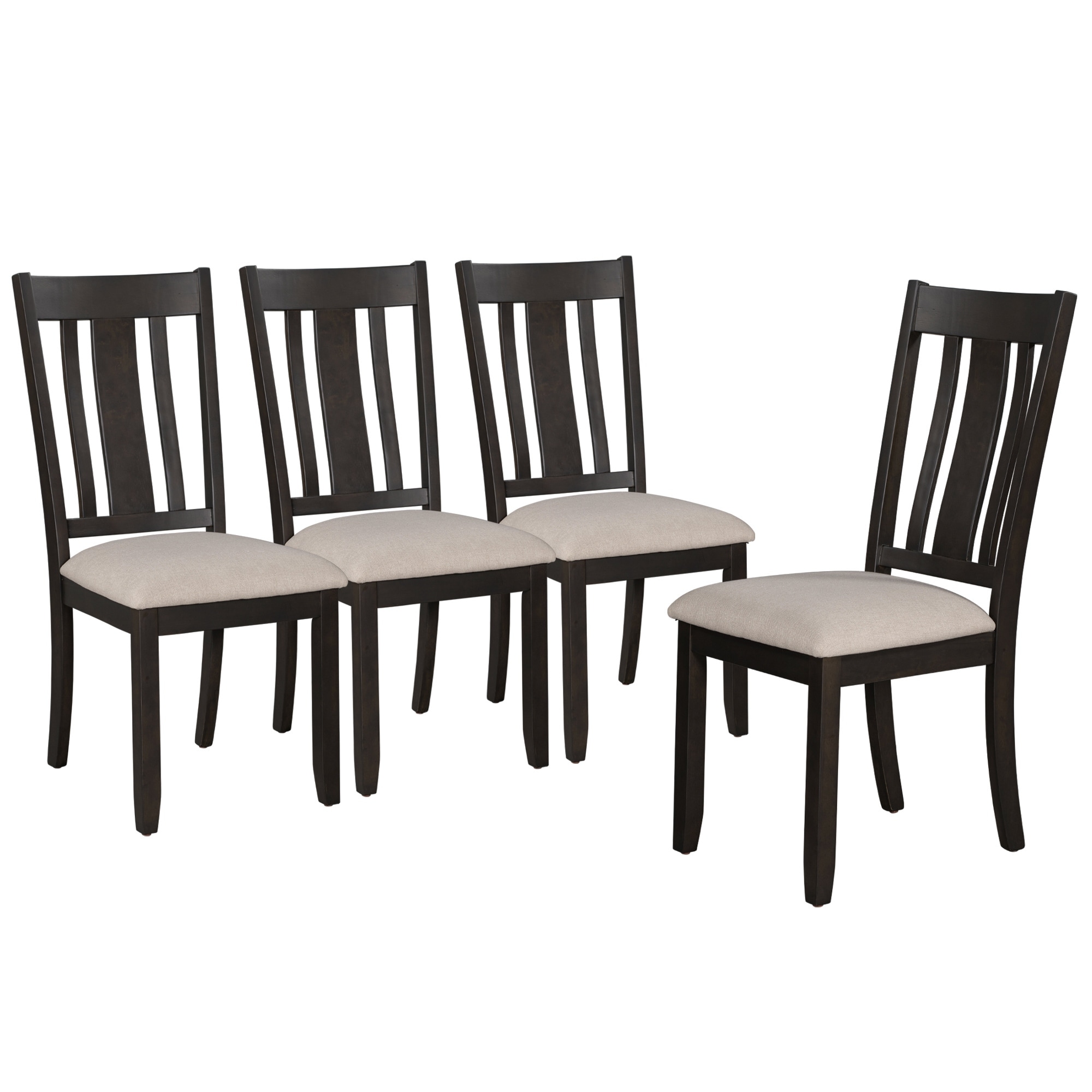 Industrial Style Wooden Dining Chairs with Ergonomic Design and Solid Wood Legs， Set of 4