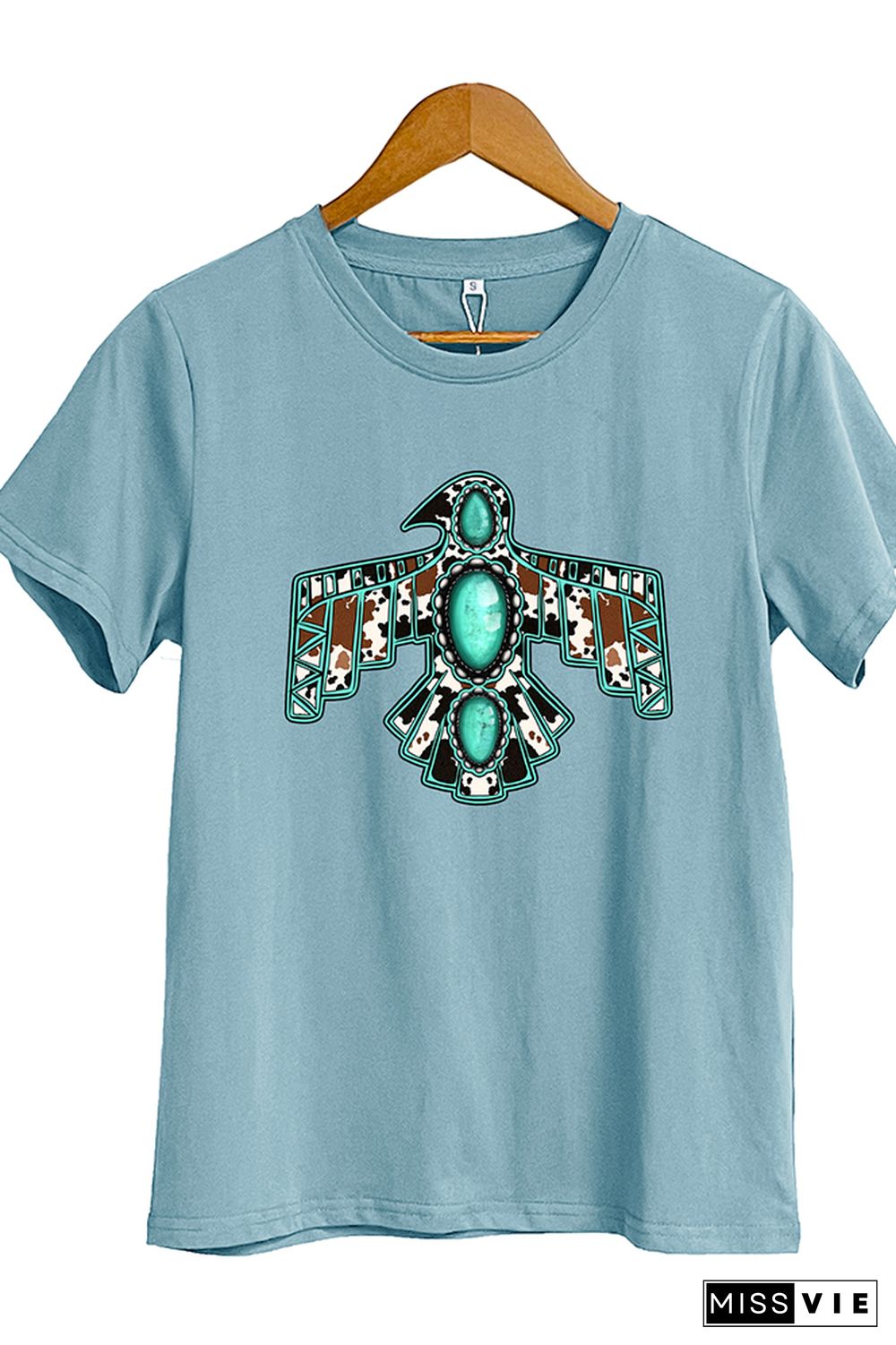 Cowhide Turquoise Thunderbird Graphic T-Shirt Wholesale