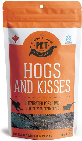 The Granville Island Pet Treatery Hogs and Kisses Dehydrated Pork Liver Dog and Cat Treats， 3.17-oz bag