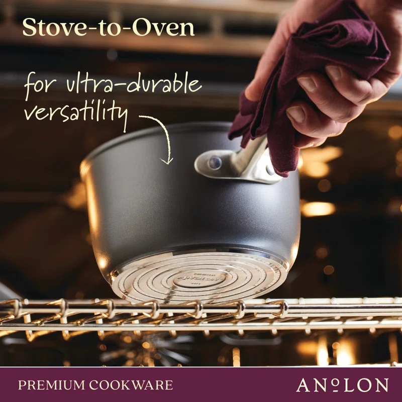 Anolon 81134 Accolade Forged Hard Anodized Nonstick Sauce Pan / Saucepan with Lid， 2.5 Quart - Moonstone Gray