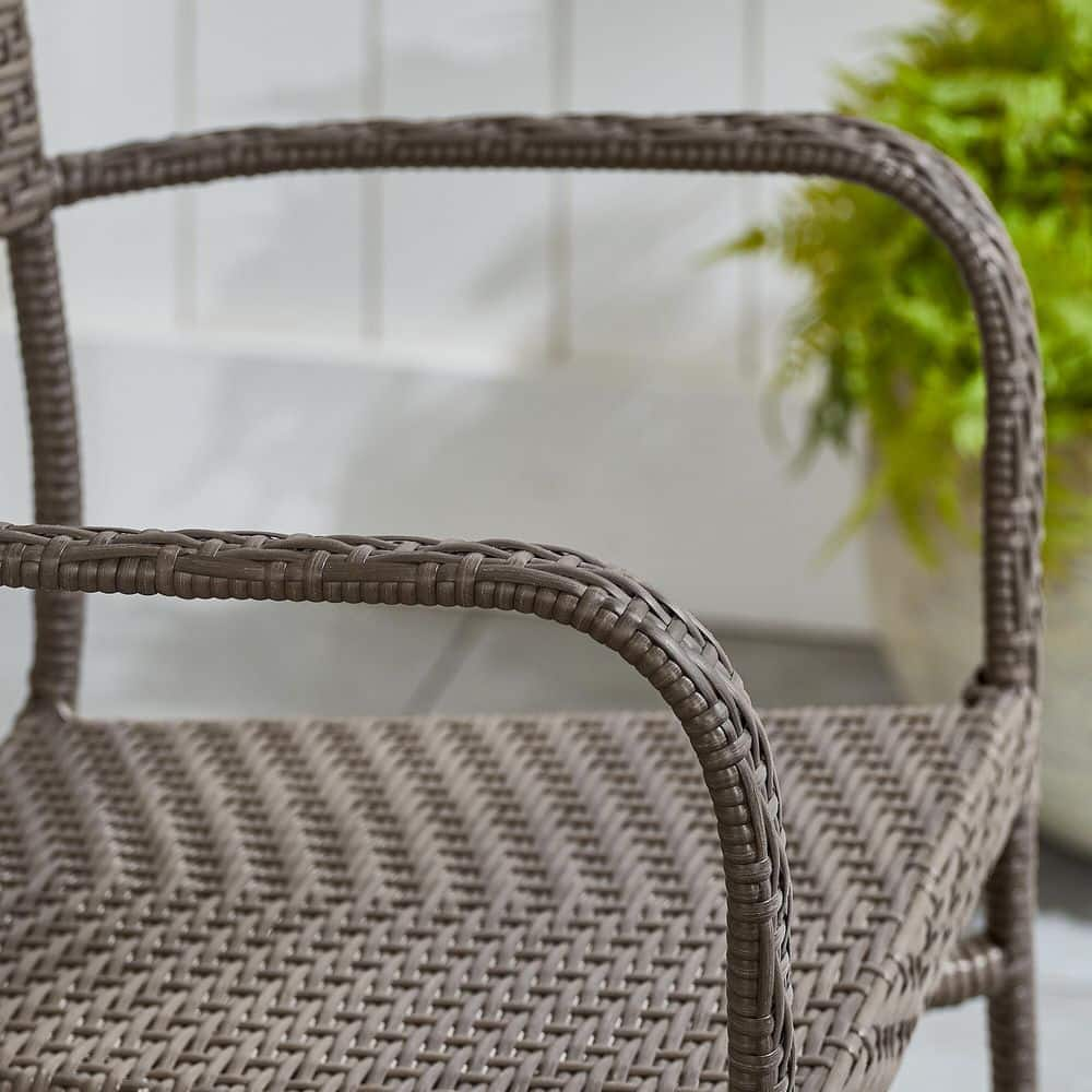 StyleWell Emmet Brown Stackable Steel Frame Resin Wicker Outdoor Lounge Chair (2-Pack) 69-231BR-468K